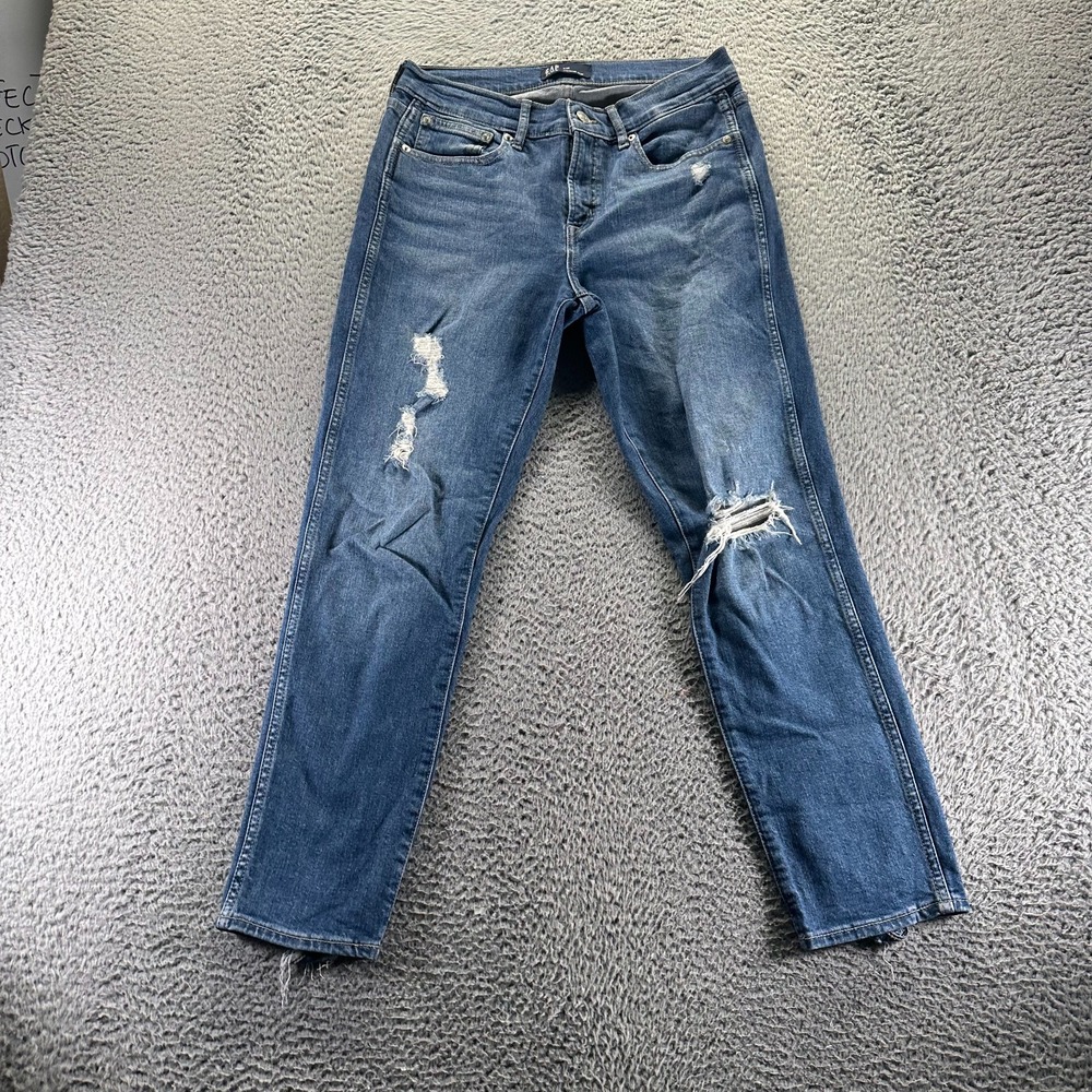 Vintage Gap Jeans Women 6 Blue Cotton Denim Skinny Distressed Slim Faded Stretch